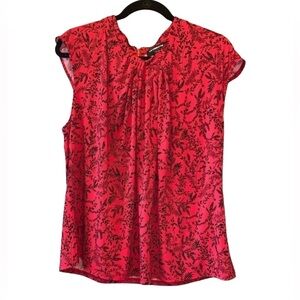 Liz Claiborne Career Women’s Petite XX-Large Red & Black Print Top - Like New